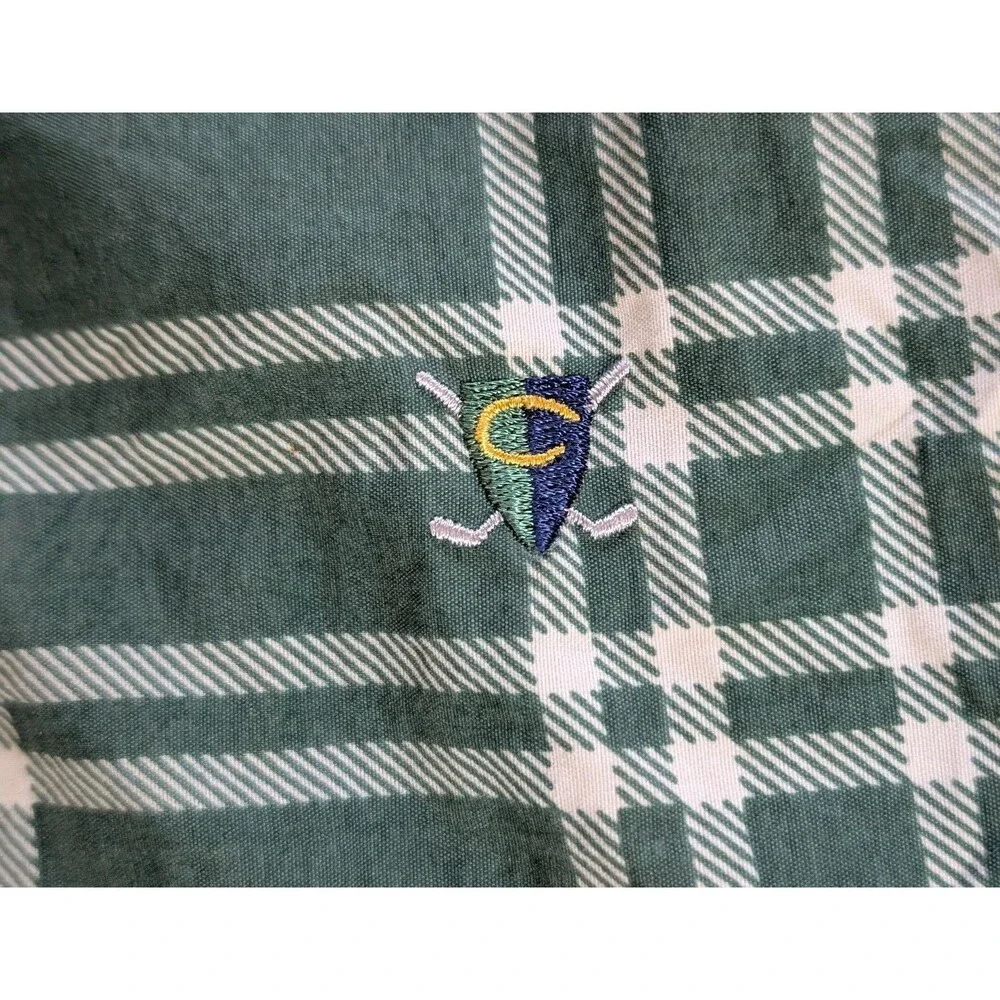 Vintage Catalina Golf Pullover Windbreaker Mens L Green Plaid V Neck Nylon...